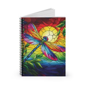 Stained Glass Dragonfly Notebook - Spiral Notebook with Ruled Lines - Personal Journal, School Notebook, Writing Notebook